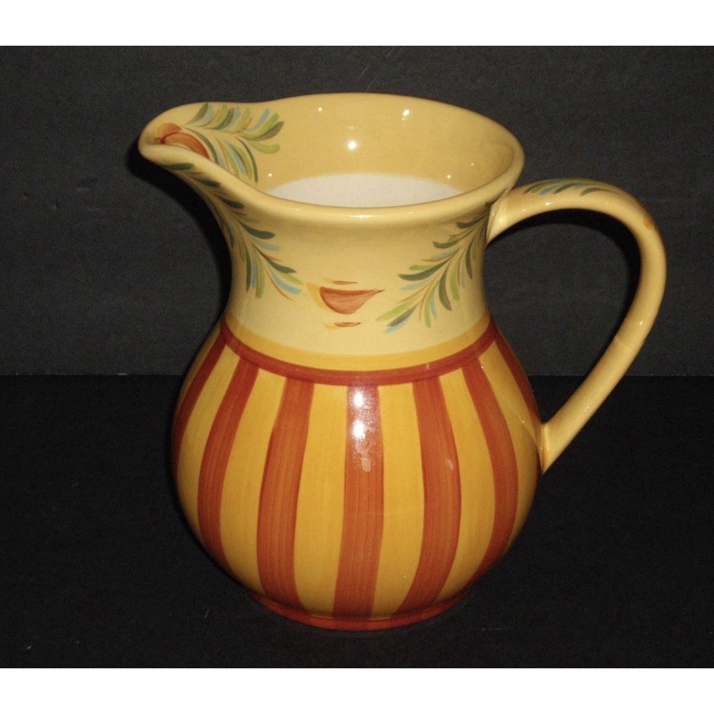 Southern Living at Home Gail Pittman Sienna Pitcher 8" Red/yellow stripes, used